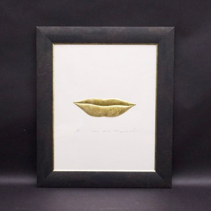 Yamamoto銘 唇 くちびる 立体 現代アート 絵画 芸術 美術 額装