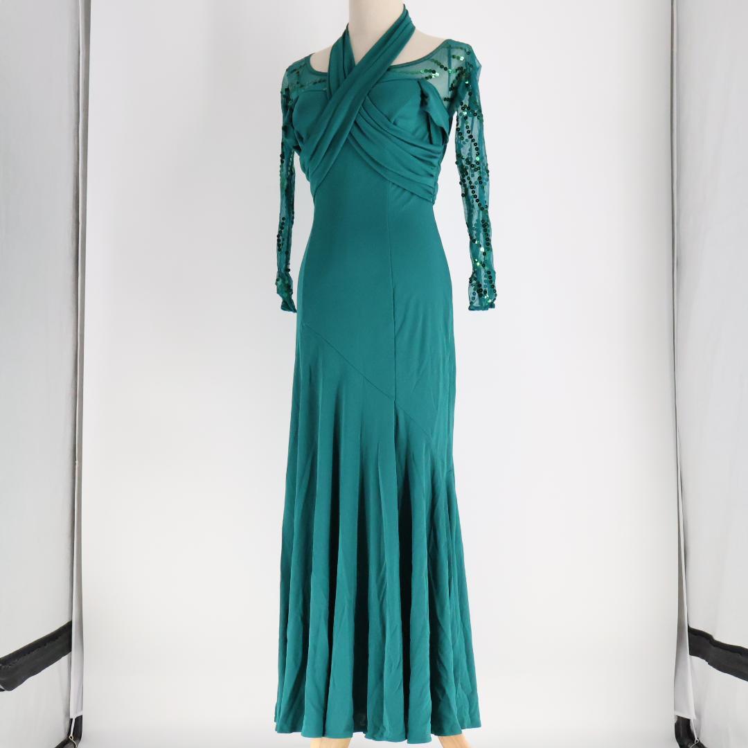 日本製 社交ダンス衣装】グリーン Chacott ワンピース ドレス 緑