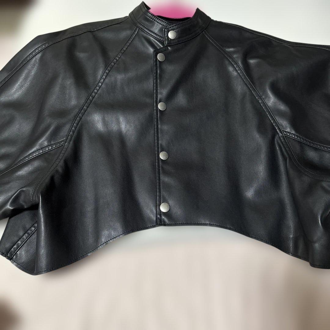 アメリROUND SHORTSYNTHETIC LEATHER JACKET