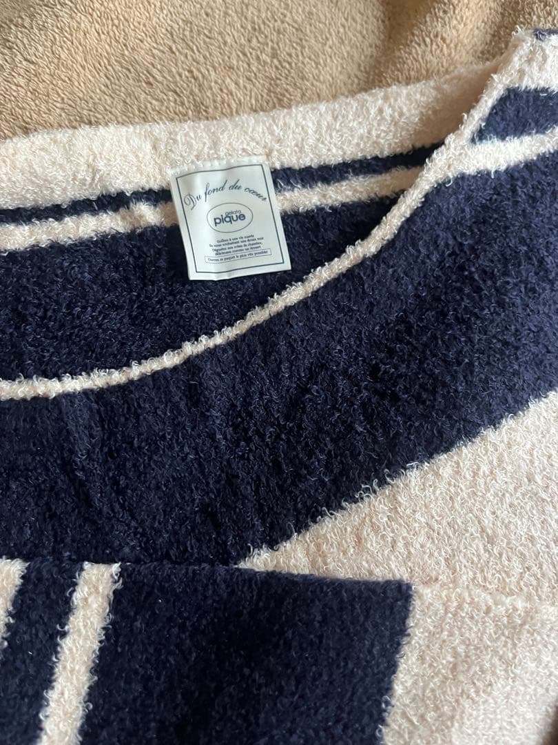 ジェラートピケ ルームウェア ネイビー アイボリー ボーダー フリーサイズ