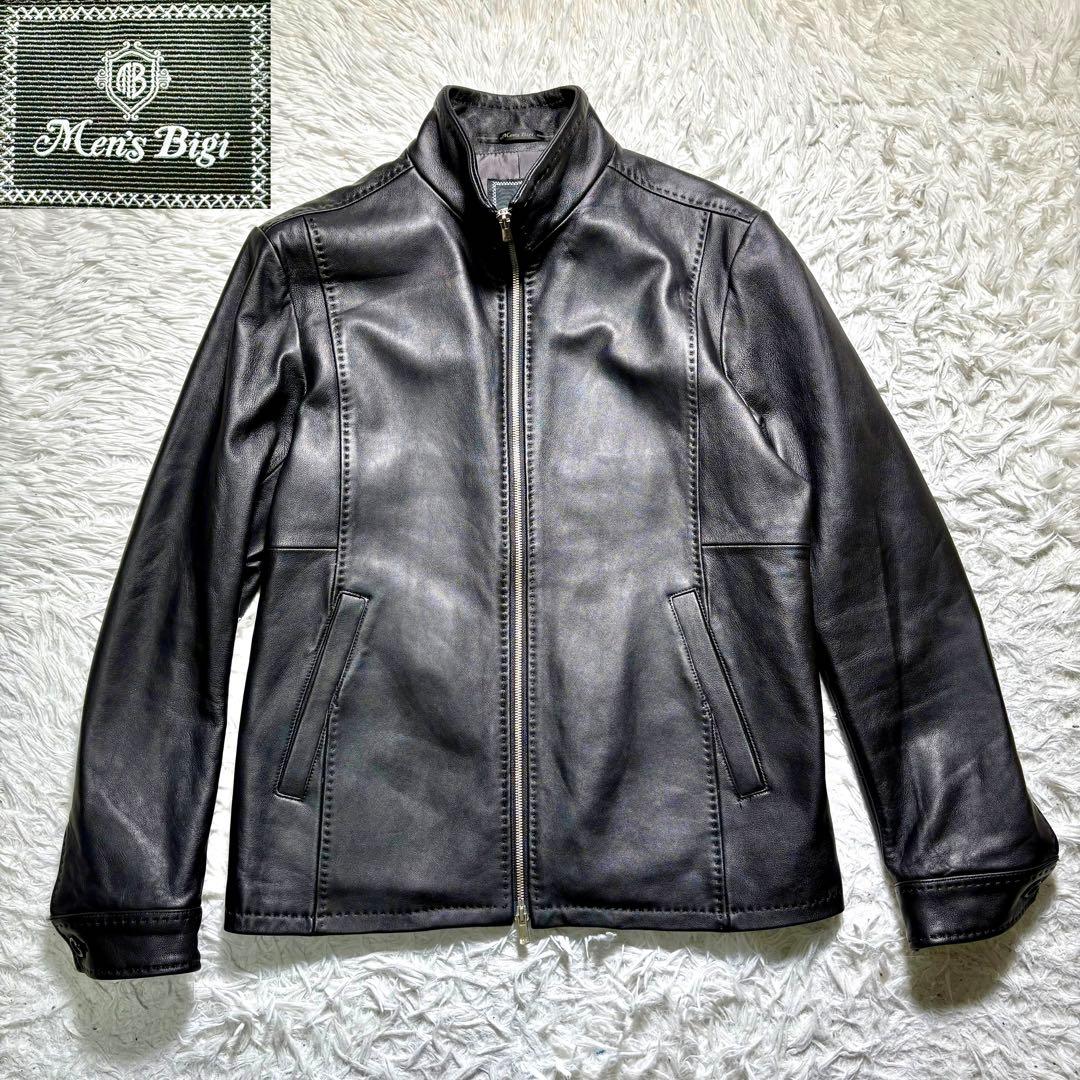 【極美品】MEN'S BIGI シングルライダースジャケット　レザー　羊　黒　M MEN'S BIGI｜シングルライダースレザージャケット | Rakuten Fashion