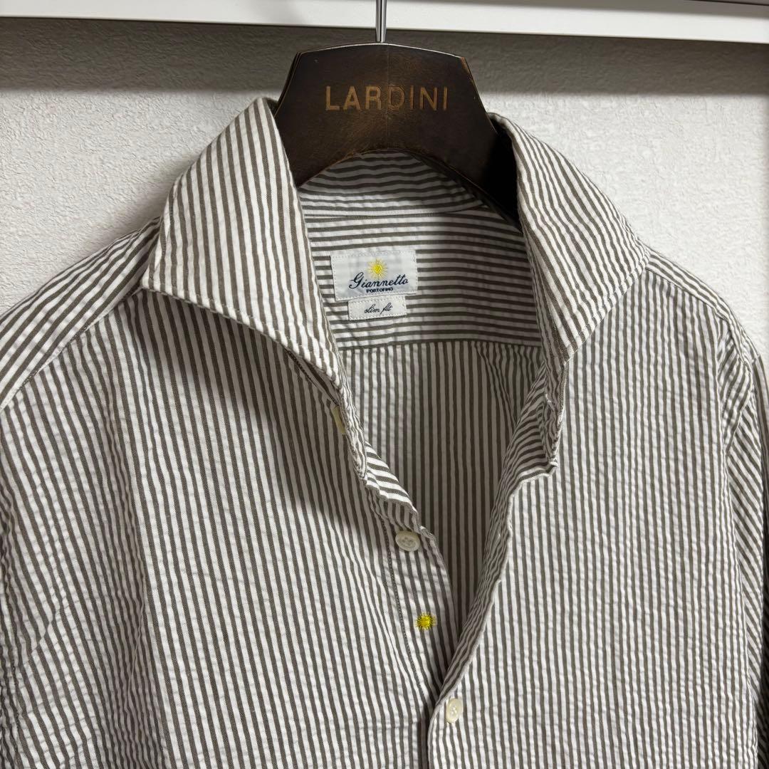 Giannetto ホリゾンタルカラーシアサッカーシャツ L GIANNETTO (ジャンネット)【サカゼン公式通販】