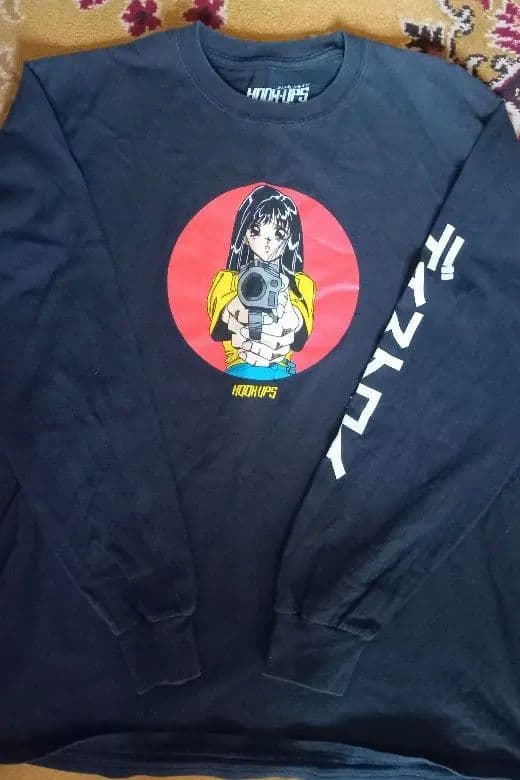 HOOK-UPS ジェルミクライン 長袖Tシャツ ロンT ブラック Mサイズ