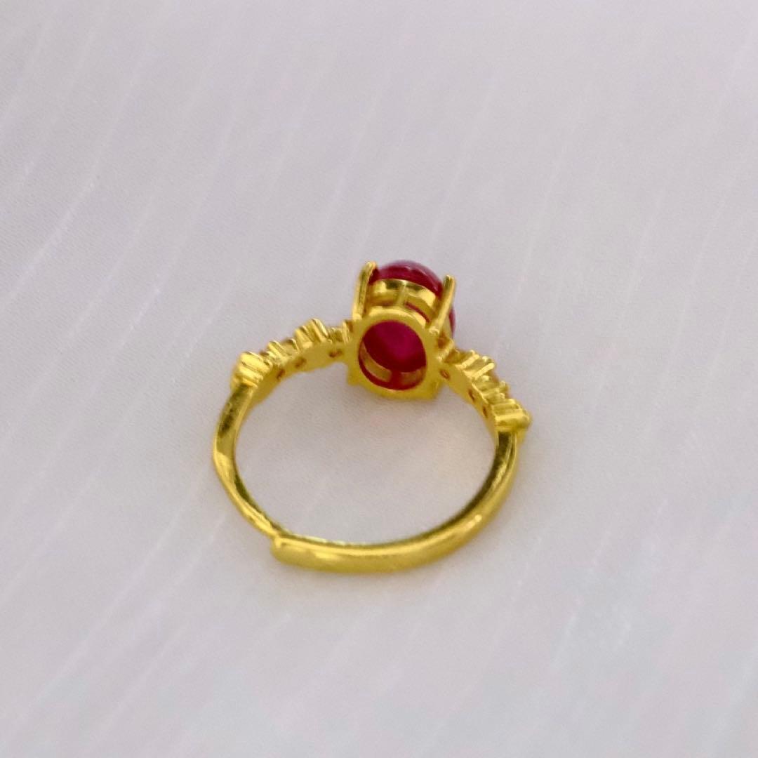 イ*奈様 【希少・ビルマ産】天然スタールビーリング 24KGP フリーサイズ 7