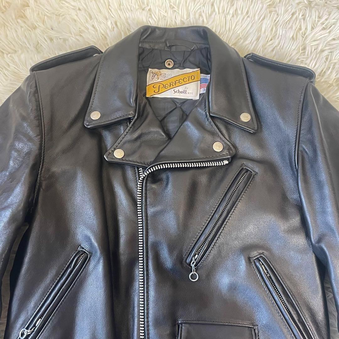 SCHOTT ショット パーフェクト 星条旗バックプリント ダブルライダース