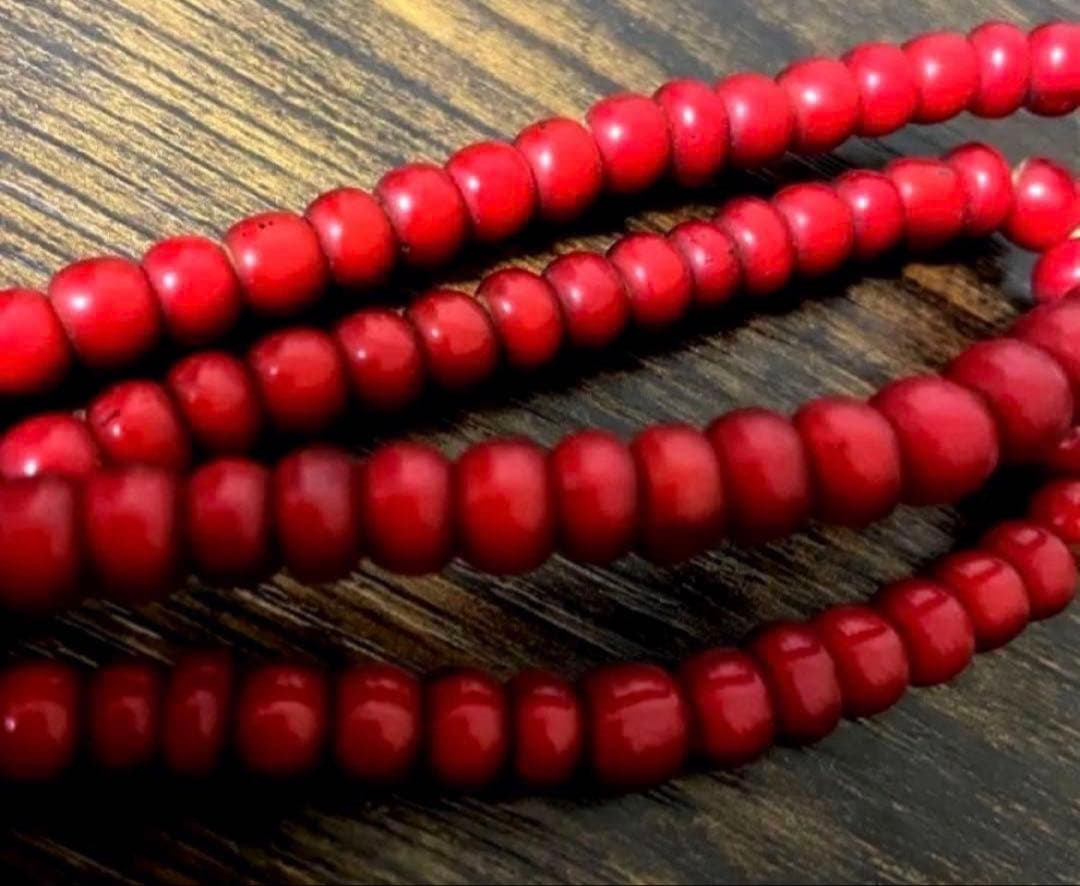 【★激レア★オールドホワイトハーツ】★アンティークビーズ6.5mm〜6.9mm