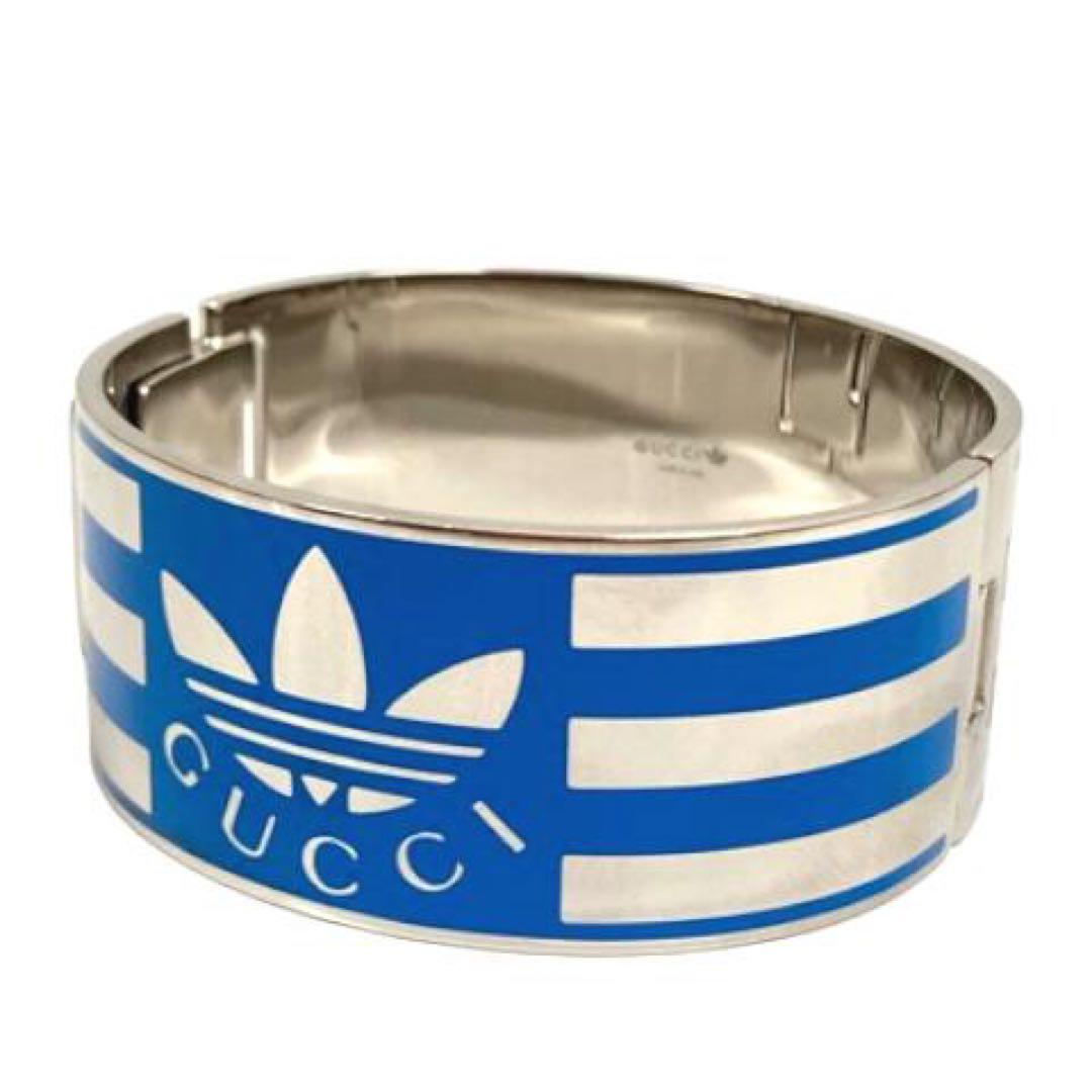 GUCCI adidas コラボ ブレスレット バングル 青 シルバ - メルカリ