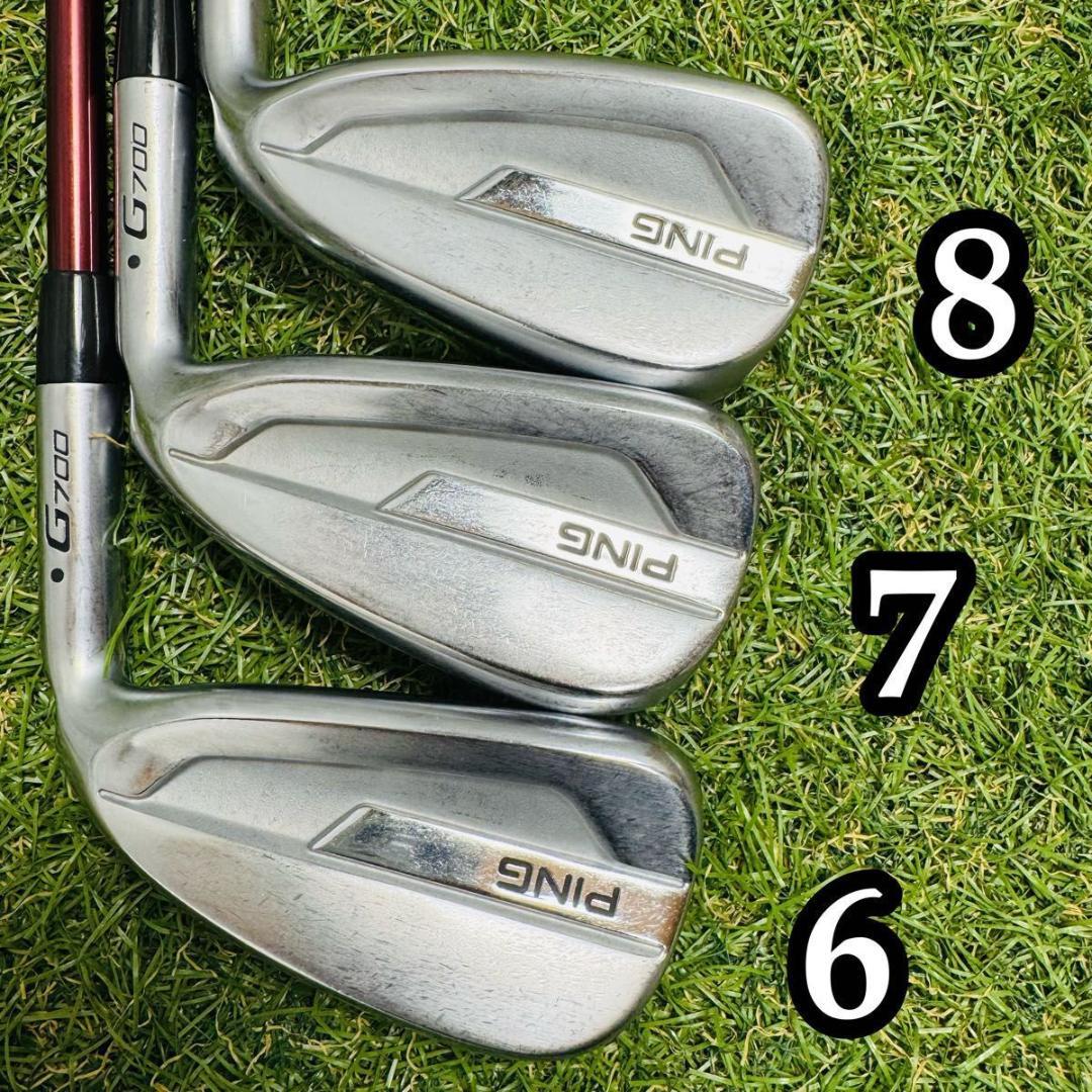 良品】初心者推奨 ピン G700 黒ドット メンズアイアンセット 7本 R