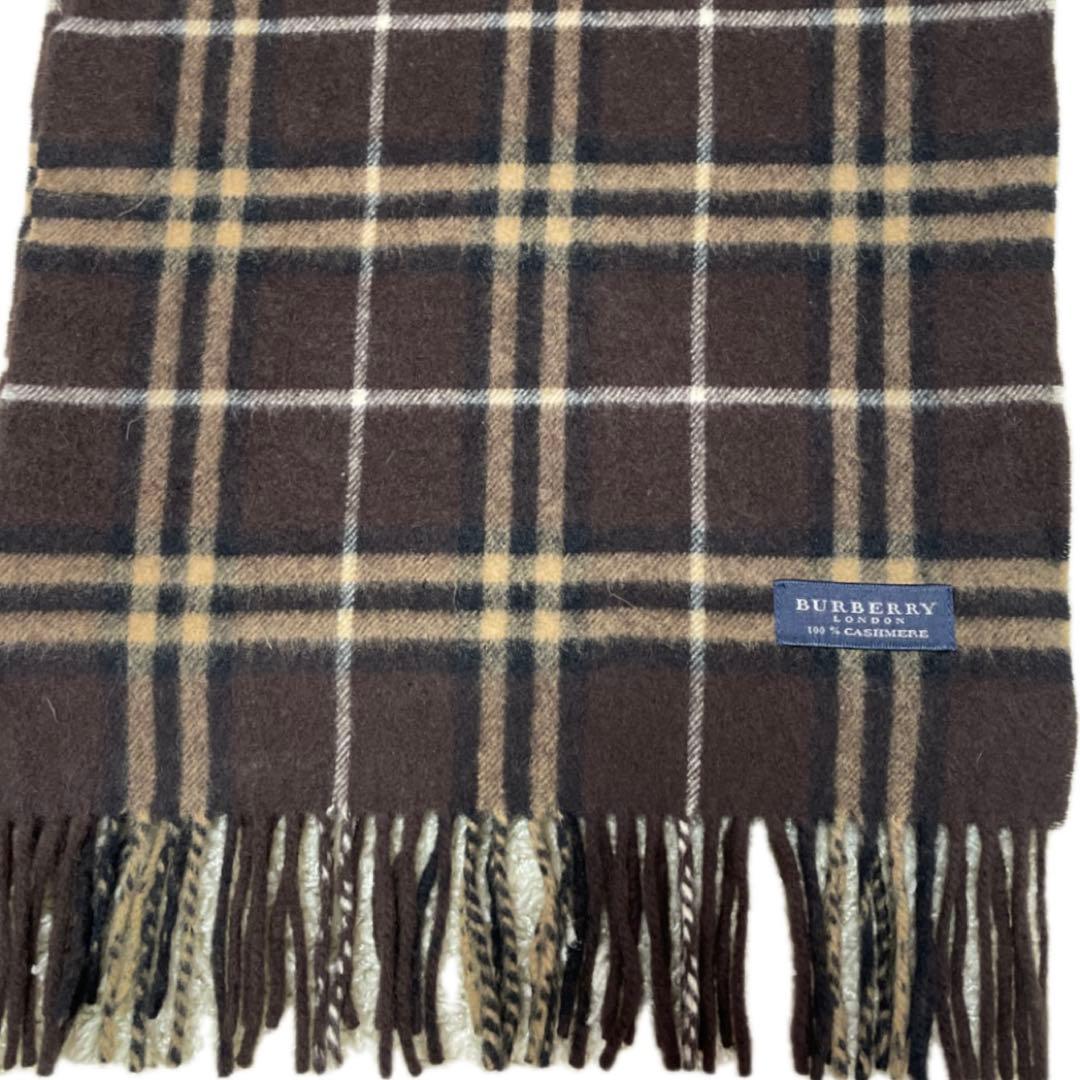 BURBERRY LONDON 100%カシミヤ マフラー チェック柄 ブラウン - メルカリ