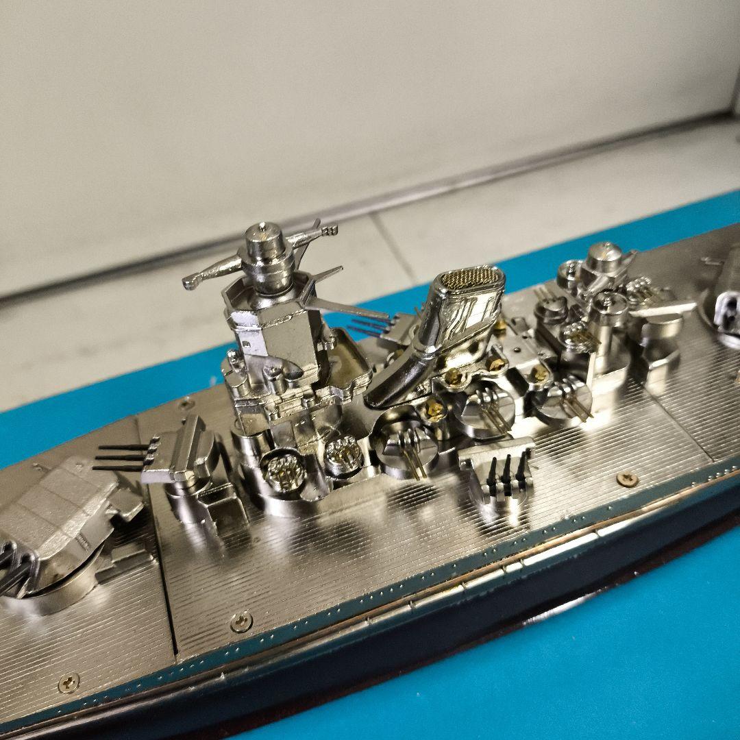 美品★アルフォト★戦艦大和★艦船モデル 1/550 金属製シルバー★プレート付き