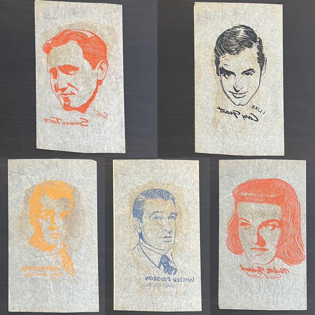 40s 50s ビンテージ アイロンプリント 転写紙 ハリウッドスター 18枚