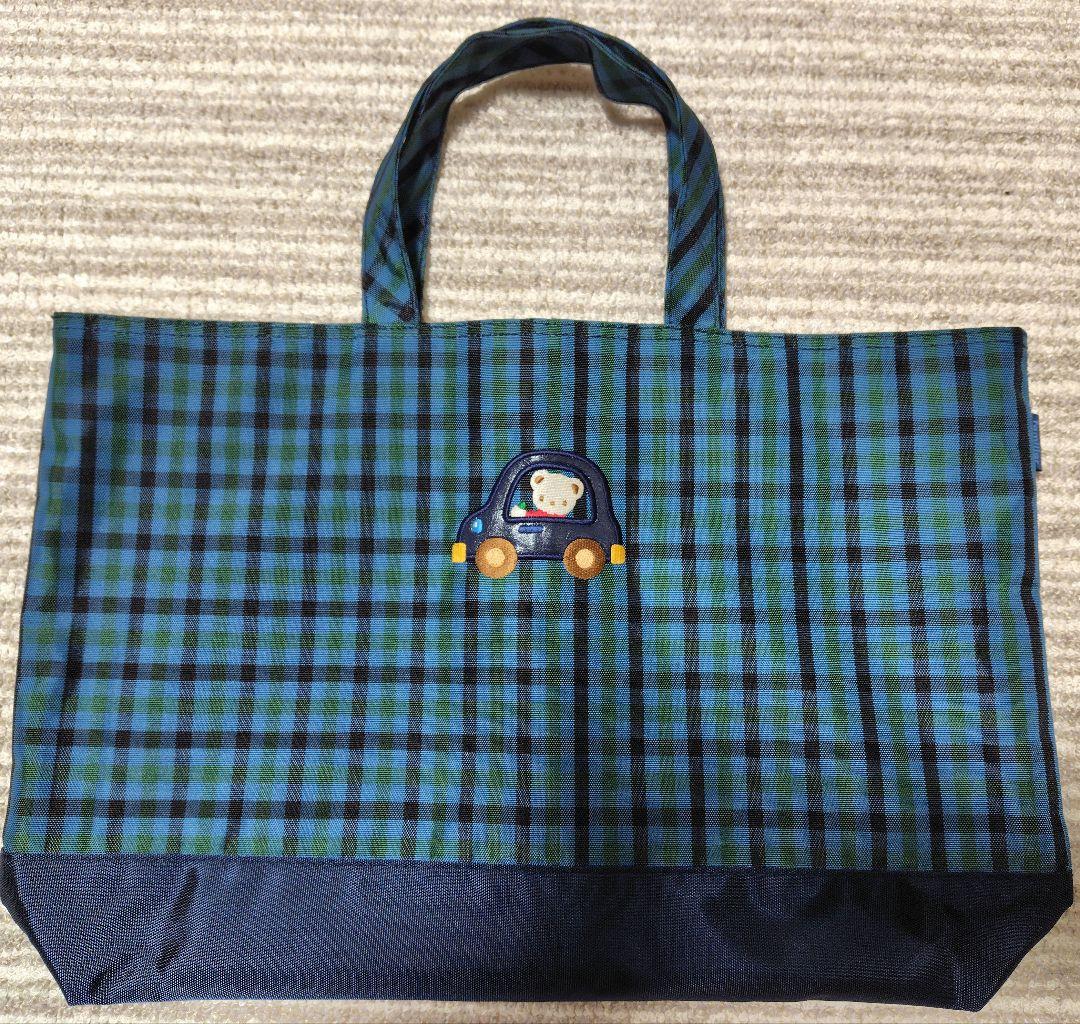 数回使用済み］familiar チェック柄 クマ刺繍 トートバッグ - メルカリ