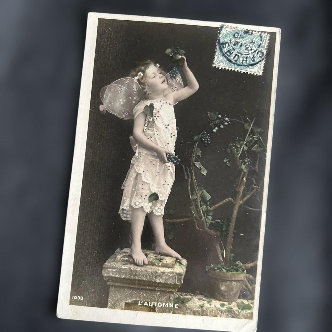 アンティークポストカード 天使の少女 フランスアンティーク - メルカリ