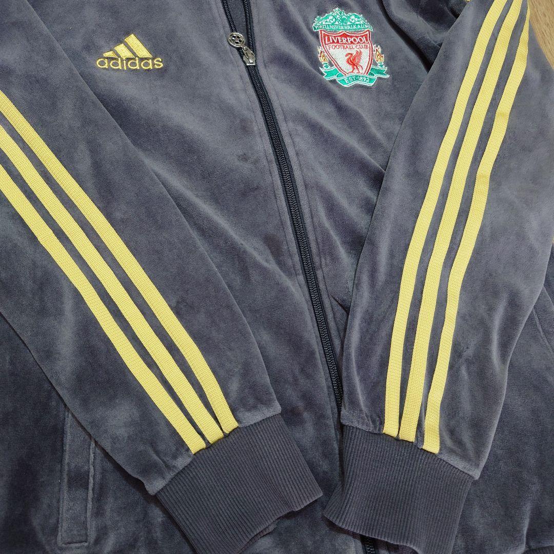 00s adidas リバプールロゴ刺繍 ベロアトラックジャケット アディダス