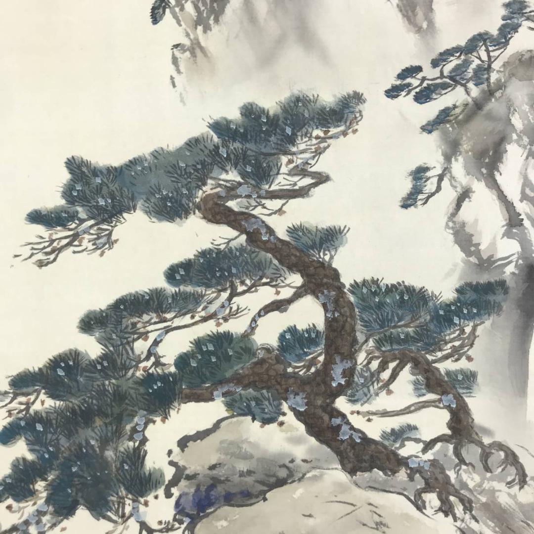 【真作】白崖/波岩老松図/山水図/掛軸/名家伝来/AD-213