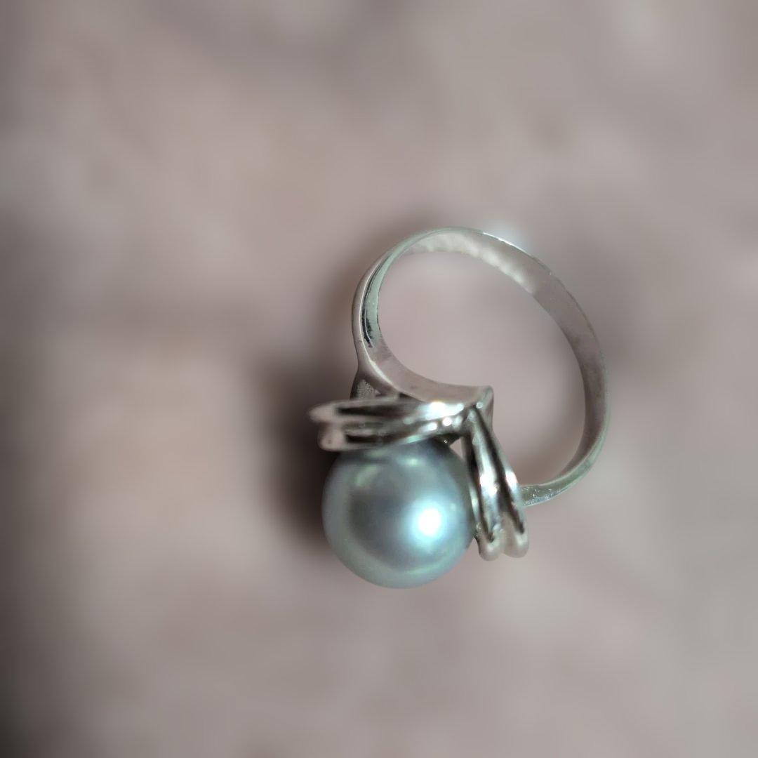 K14WG シルバーリング グレーパールのような　指輪　昭和レトロ K14WG シルバーリング グレーパールのような 指輪 昭和レトロ - メルカリ