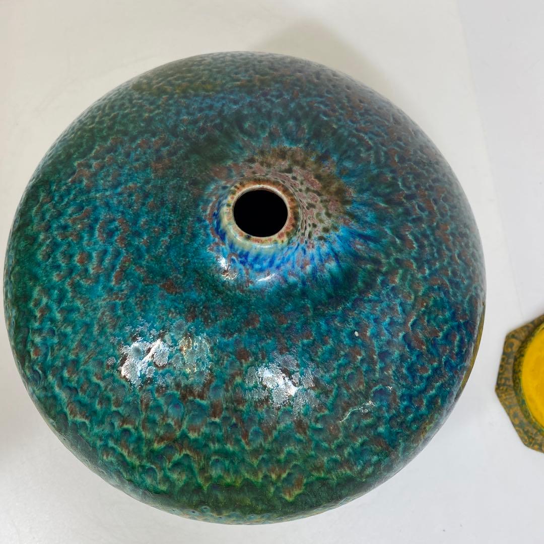 中国美術 花入 高さ17㎝ 幅約22㎝ 共箱 タサコサ 東