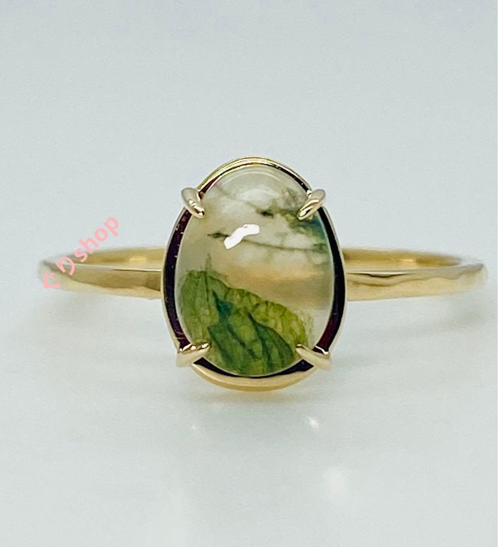 agete k10 YG モスアゲート リング 11号 - メルカリ