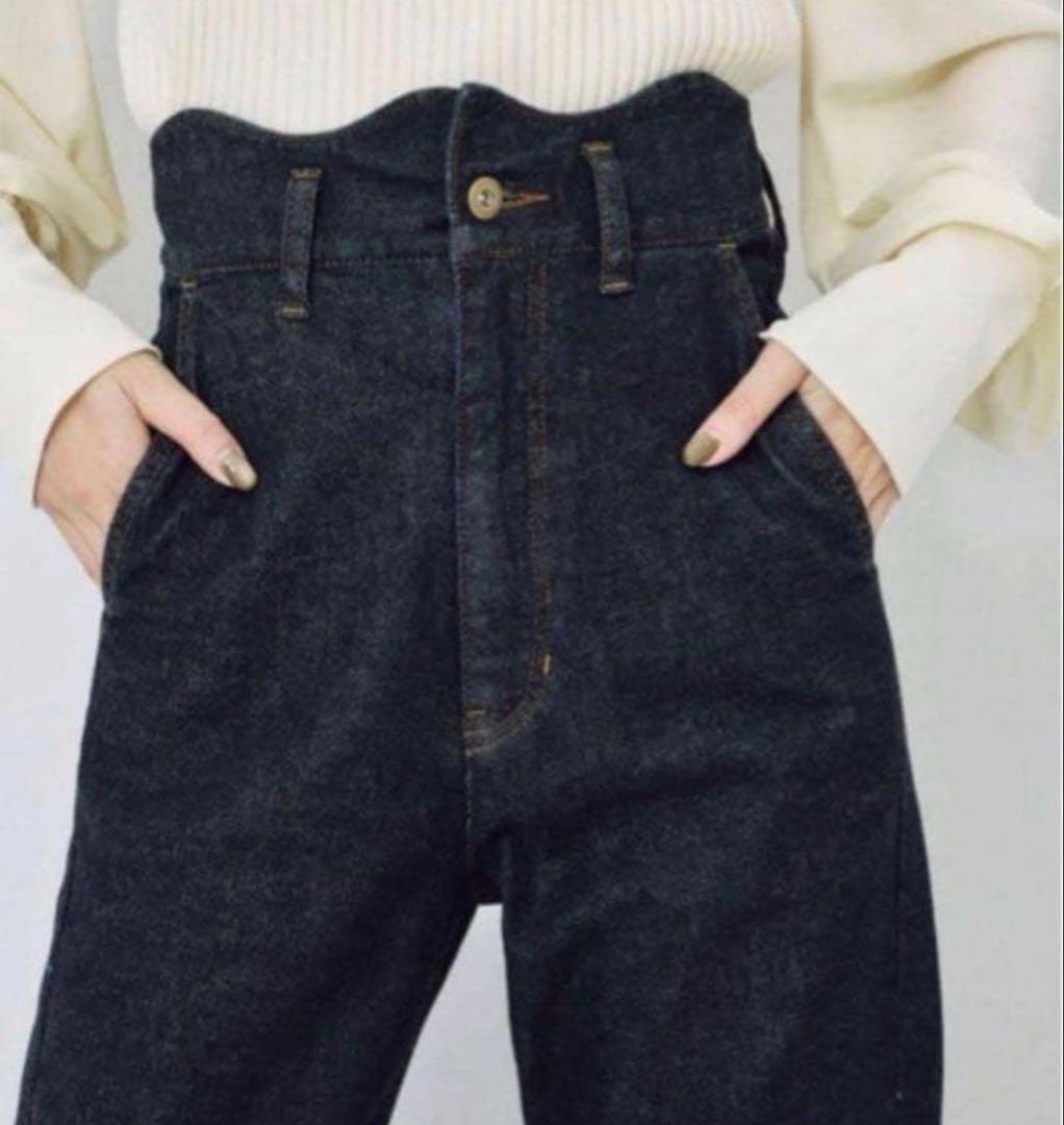 Eaphi ダークデニム short ウェーブデザインハイウエストデニム - メルカリ