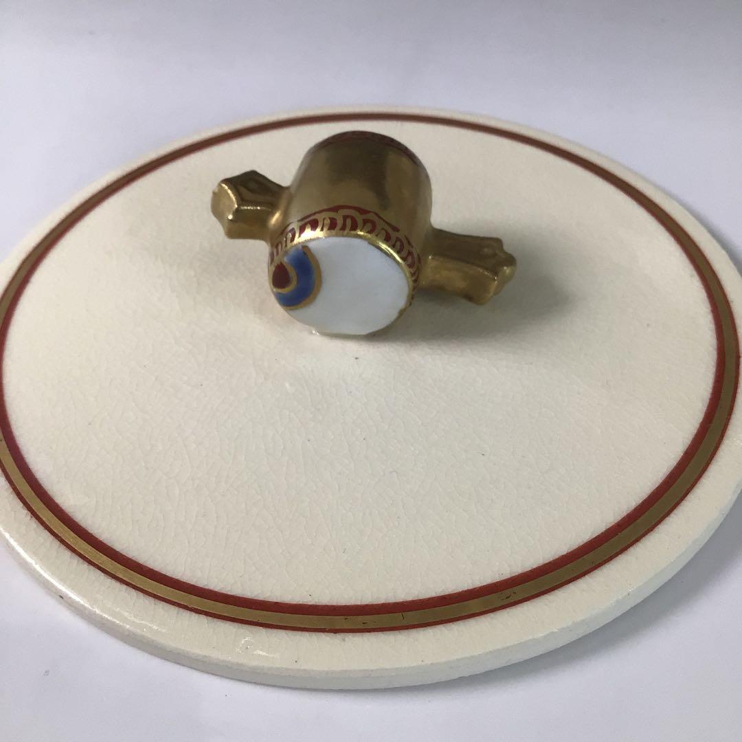 R889 水指 『橋本城岳造』『色絵宝文』『砂金袋水指』 共箱 茶道具