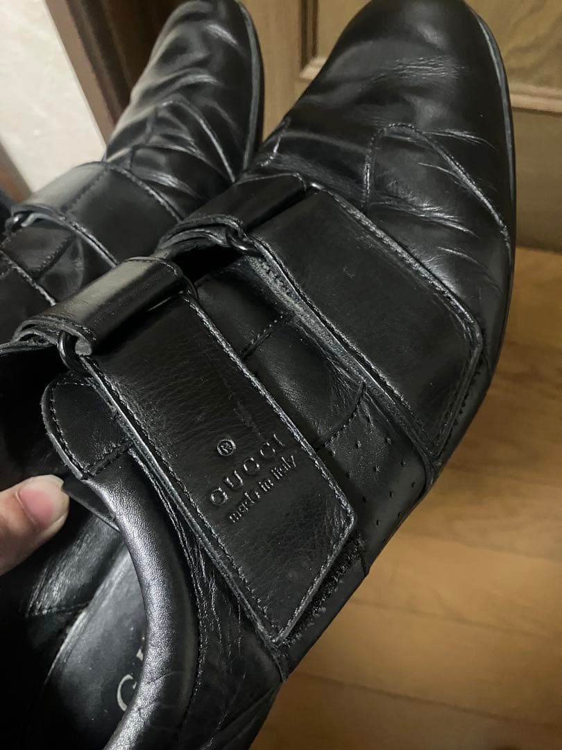 gucci 2002ss トムフォード期 ベルクロ レザースニーカー ブラック