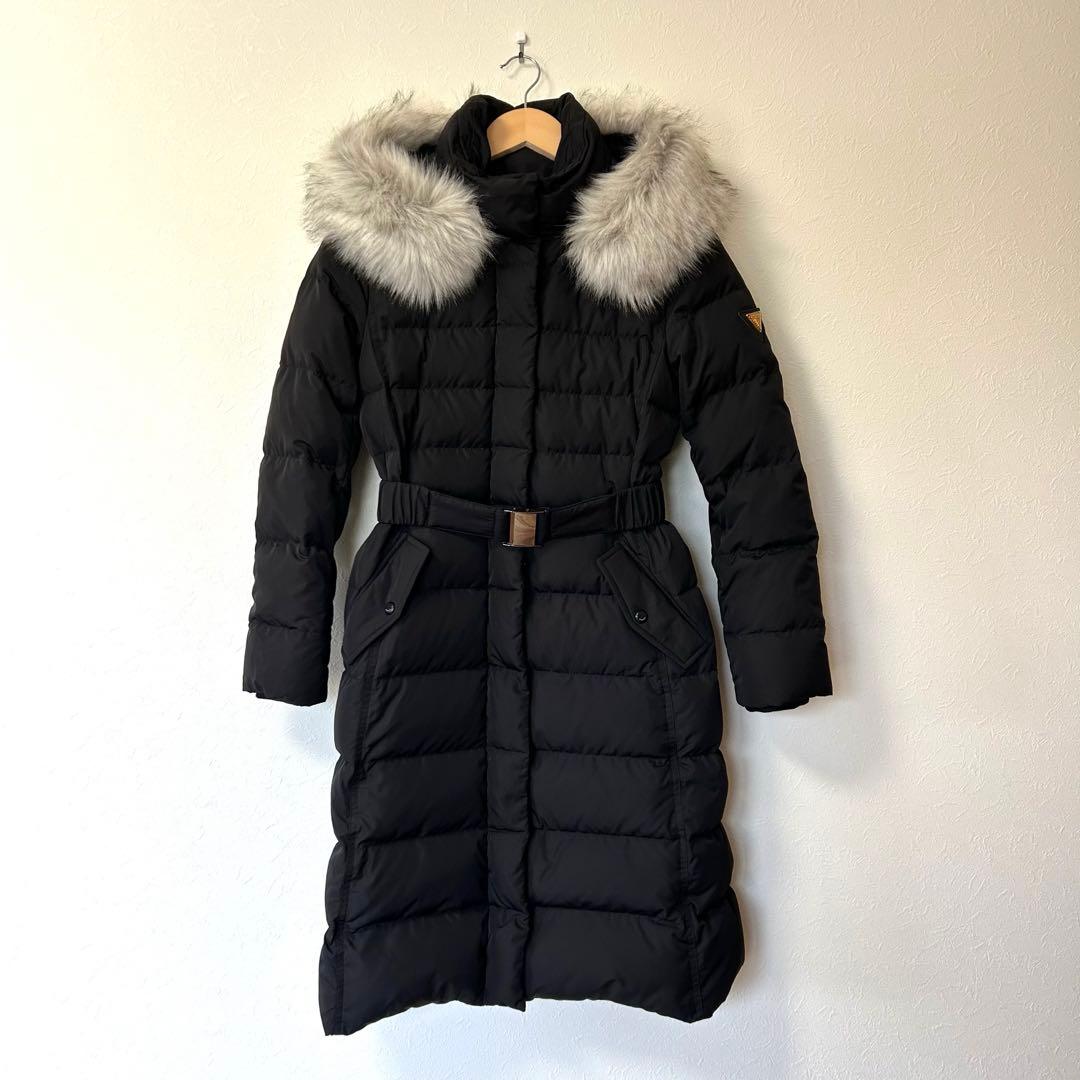 GUESS】 ゲス ロングダウンジャケット ロングコート 黒 - メルカリ