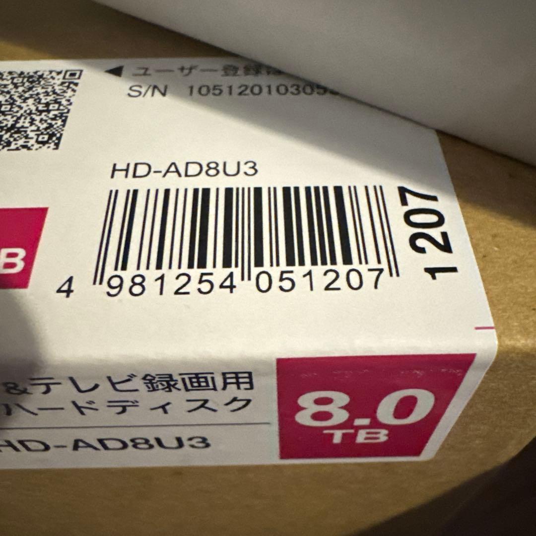 BUFFALO 外付けハードディスク HD-AD8U3 8.0TB