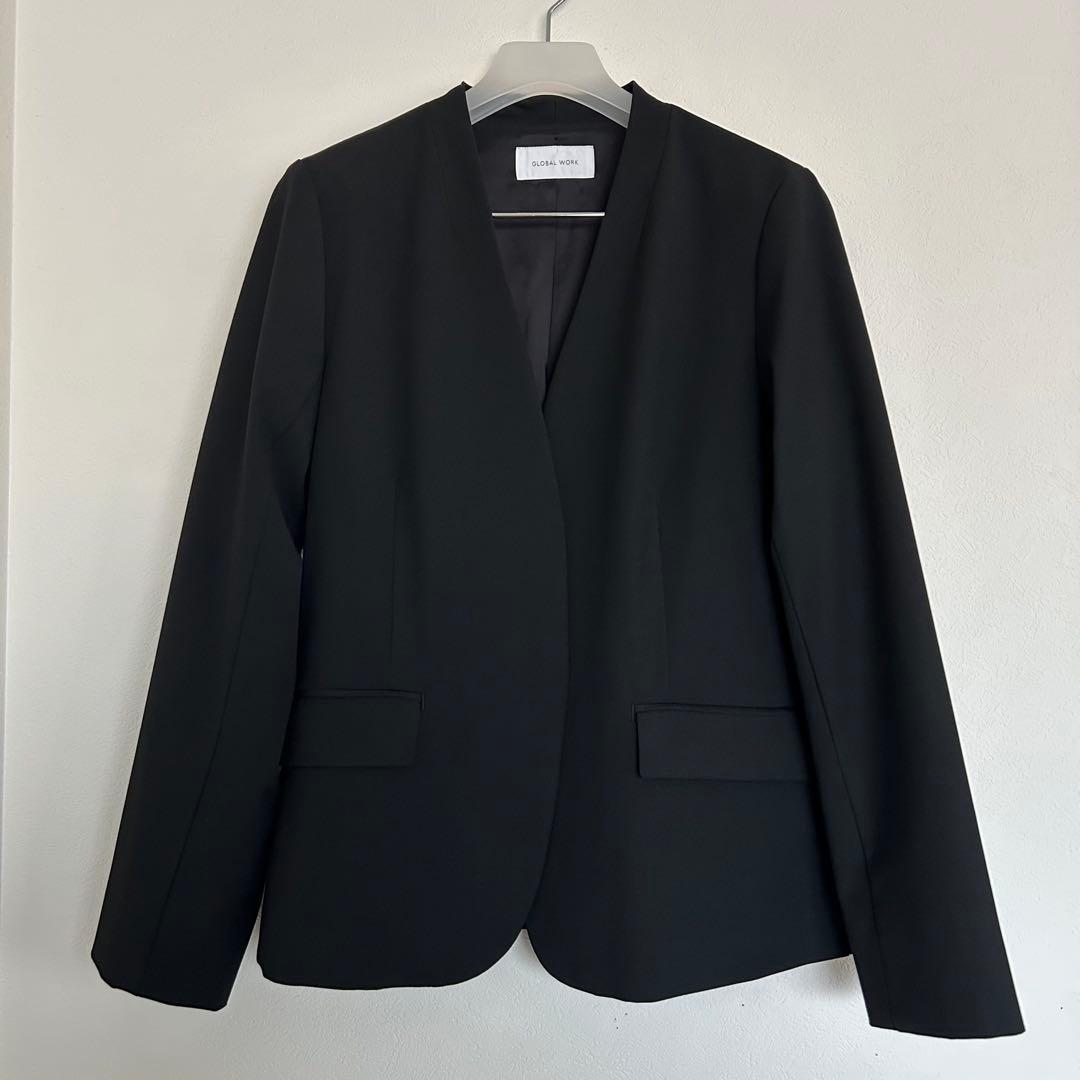 グローバルワーク セットアップ フォーマルスーツ ノーカラー ブラック Nice to meet me! グローバルワーク 新生活STYLE | グローバルワーク