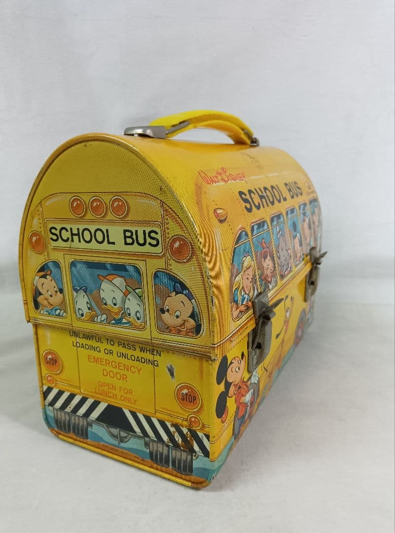 Walt Disney スクールバス型ランチボックス　アンティーク　缶バッグ