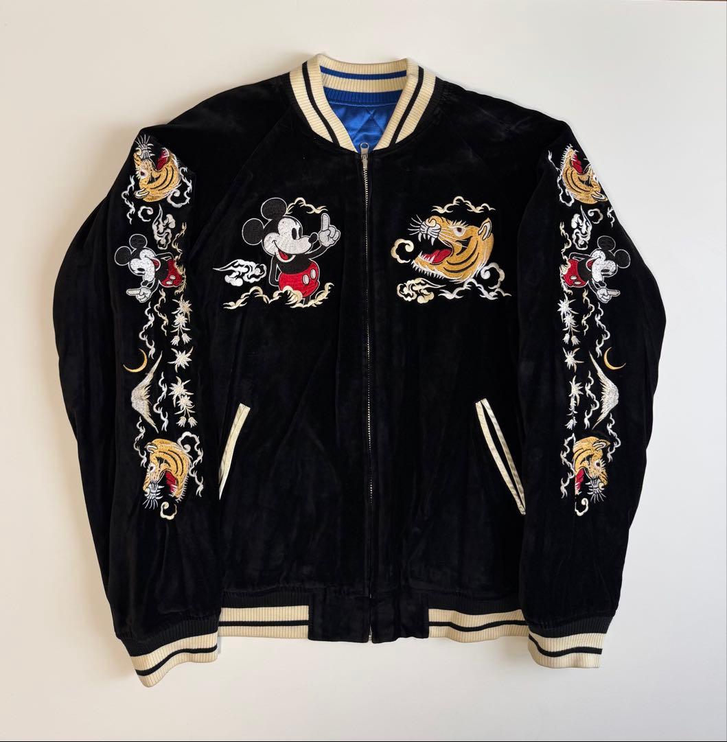 ディズニー☆テーラー東洋Disneyミッキーマウス スカジャン 黒 1928 L