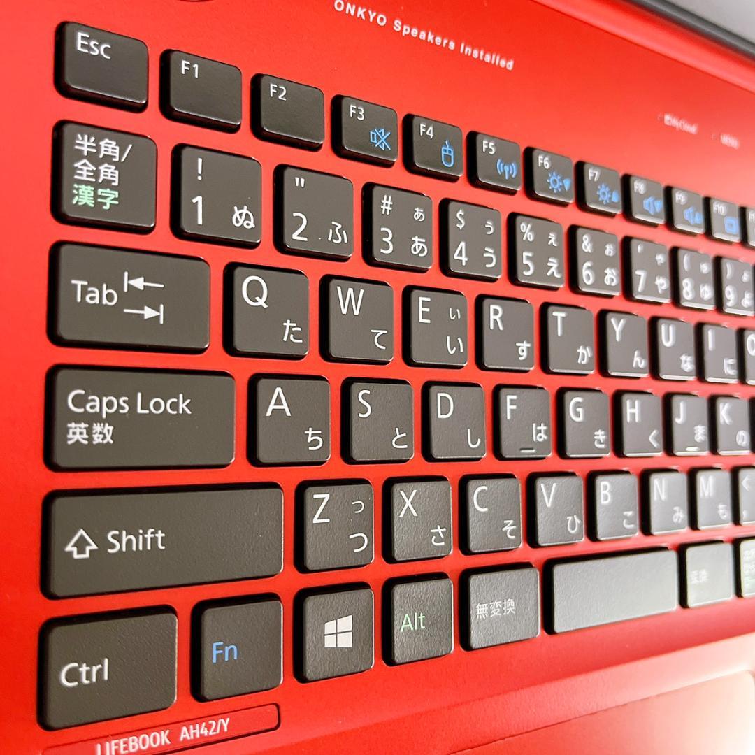 美品✨綺麗な赤✨爆速SSD薄型ノートパソコン✨Windows11カメラ