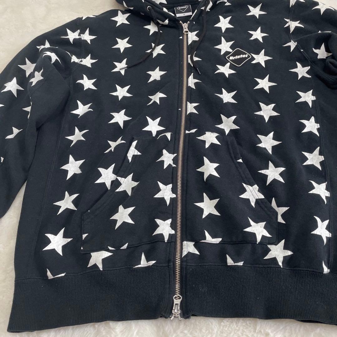 fcrbブリストル ジップパーカー スウェット 黒 総柄 星柄 スター