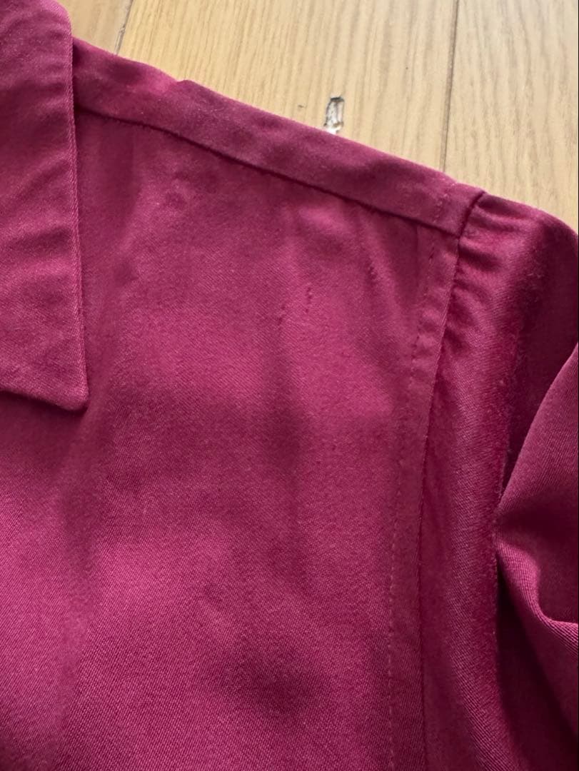 40s 50s レーヨン ギャバ シャツ オープンカラー ボルドー M - メルカリ