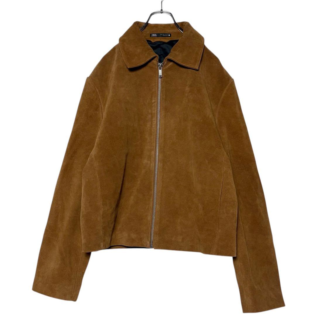 ZARAザラ スエードレザージャケット 茶色ブラウン L 短丈ブルゾン 革