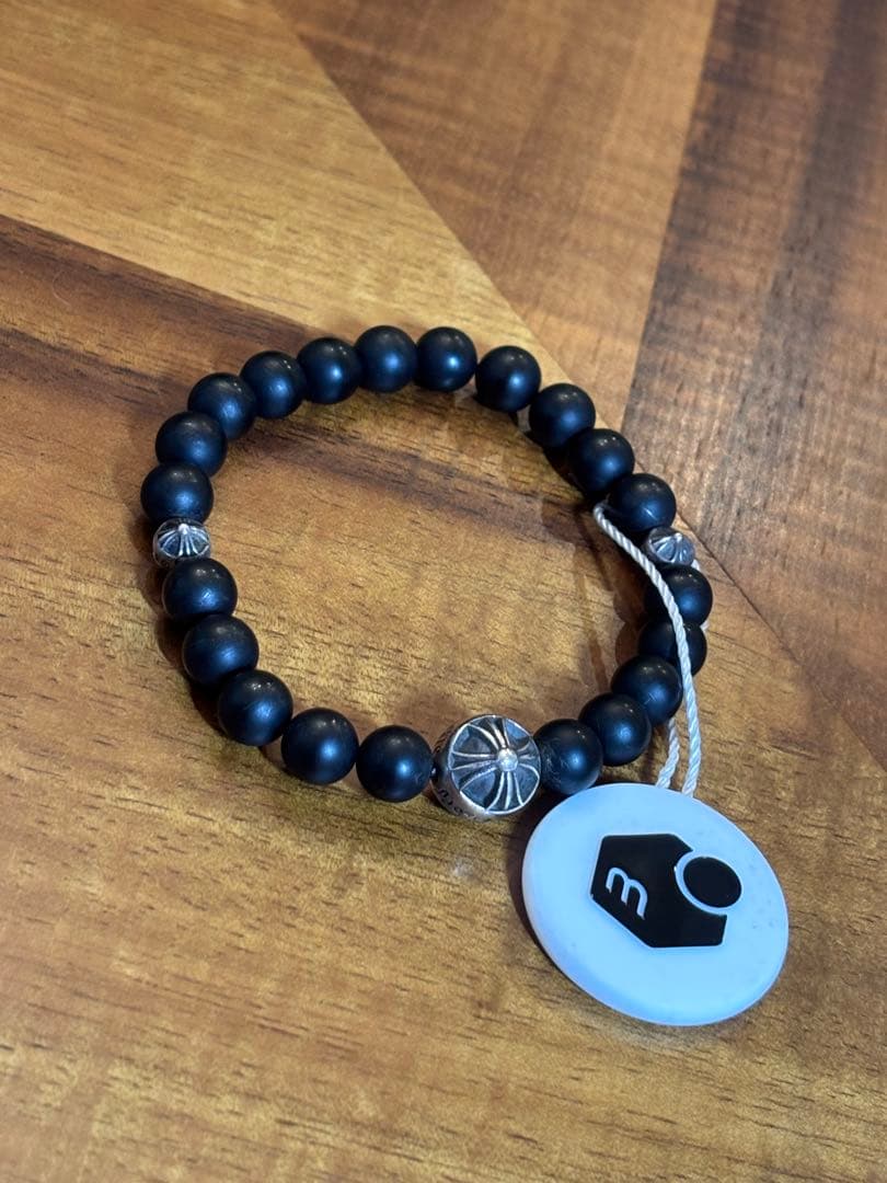 クロムハーツビーズブレスレット オニキス8ミリ　鑑定済み CHROME HEARTS (クロムハーツ) 8mm BEAD 8mmビーズブレス オニキス