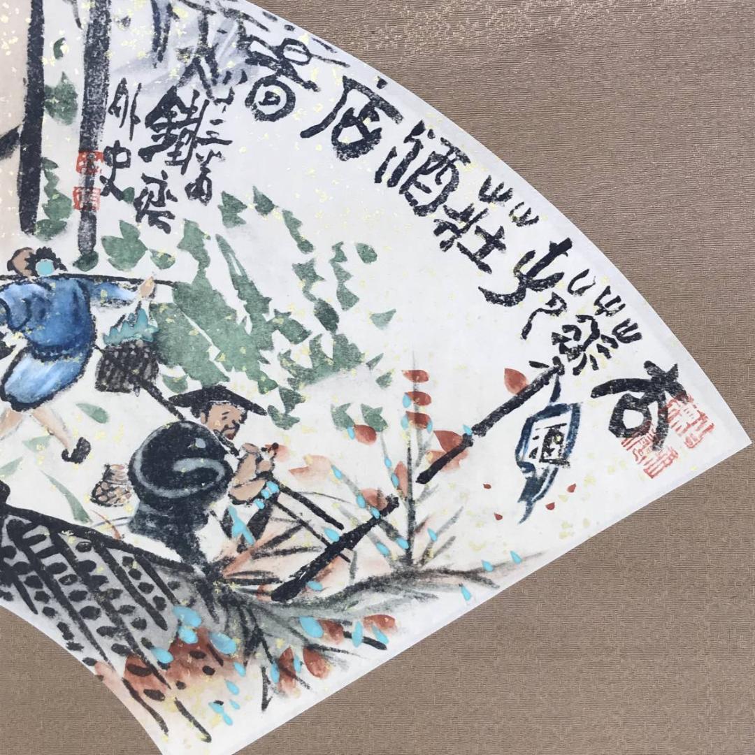 【複製】富岡鐵斎/扇面酒店図/人物図/印刷/工芸品/掛軸☆宝船☆AD-456