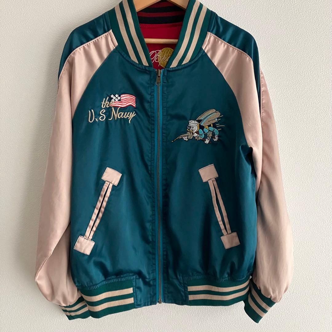U.S.Navy 刺繍 スカジャン リバーシブル SEA BEES 鶴 - メルカリ