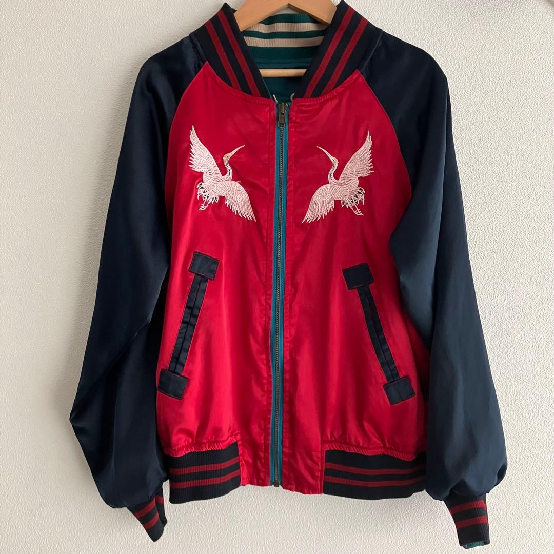 U.S.Navy 刺繍 スカジャン リバーシブル SEA BEES 鶴 - メルカリ