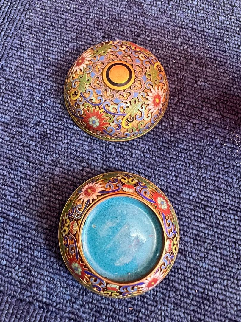 985 中国 景泰藍 七宝 琺瑯 香合1 花瓶1 - メルカリ