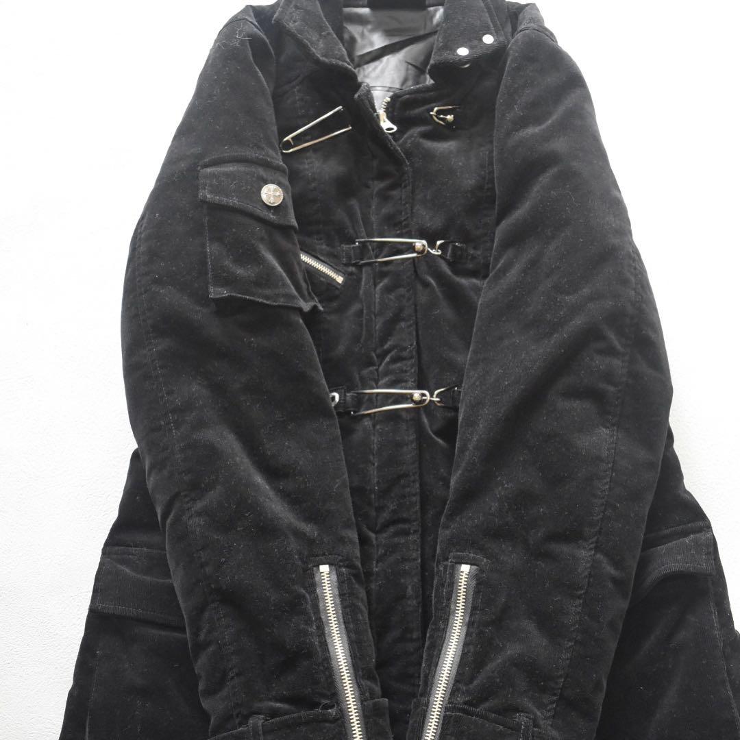 Hikozoh Ozz On ゴシック 黒コーデュロイジャケット 安全ピン 中綿