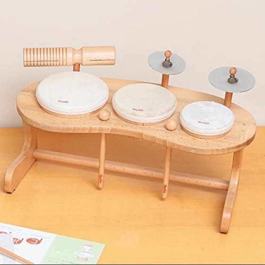 木製ドラムセット リズムポコ NAKANO リズムポコドラムセット - リトミックに人気の楽器のおもちゃです。