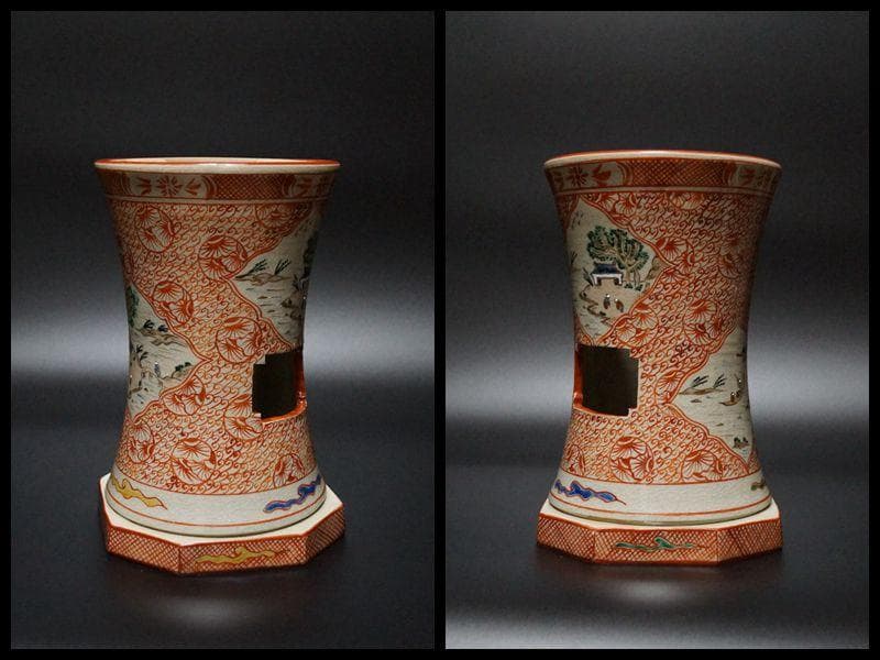 煎茶道具 山本太仙造『赤絵山水』涼炉 焜炉 茶炉 風炉 共箱★新品