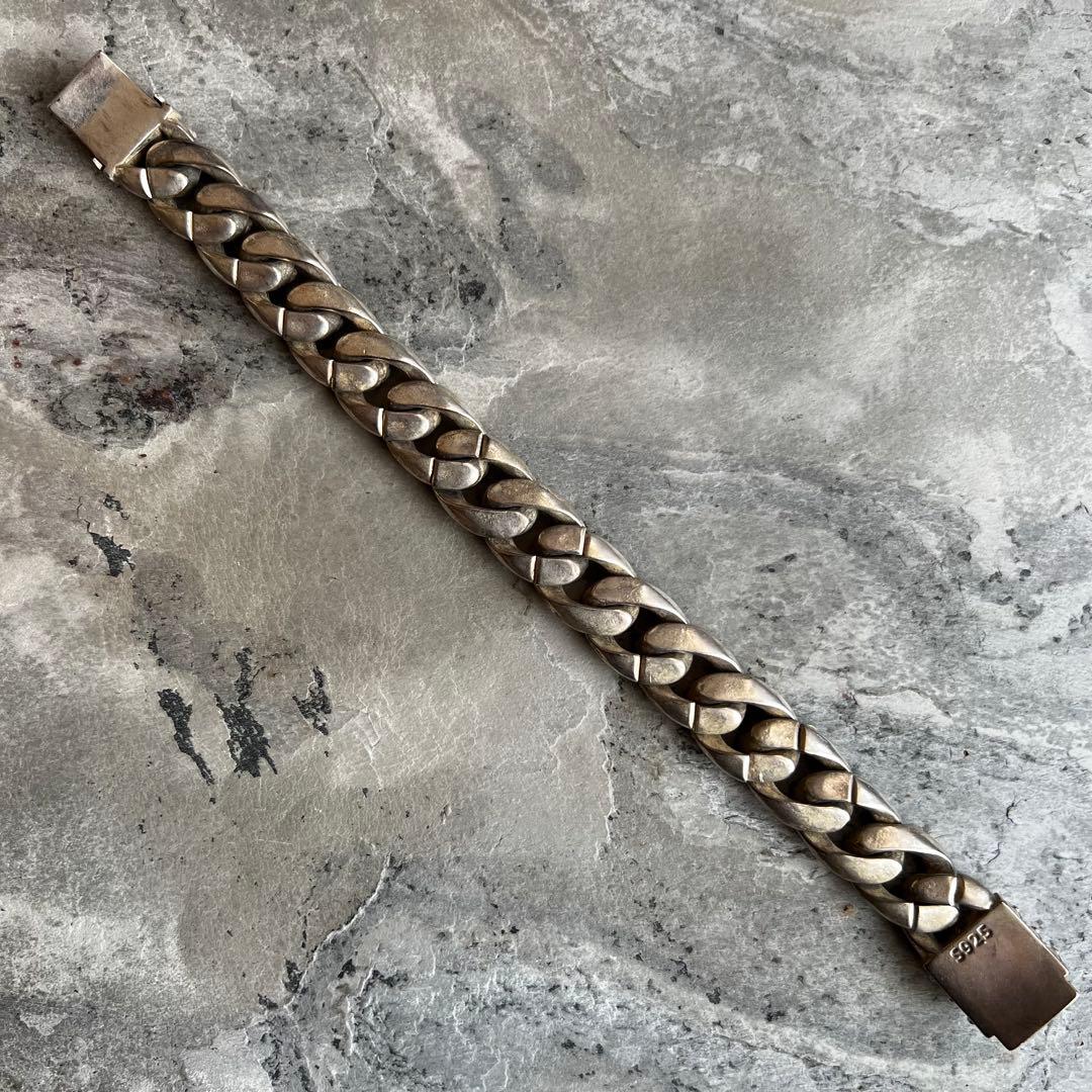 VINTAGE ヴィンテージ シルバー スカルヘビーリンクチェーン ブレスレット