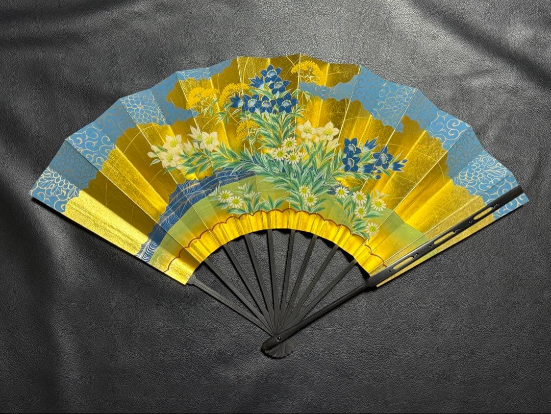 扇子　33.5cm 十松屋福井扇舗　狂女扇　妻紺　秋草図　仕舞扇　能楽　着物