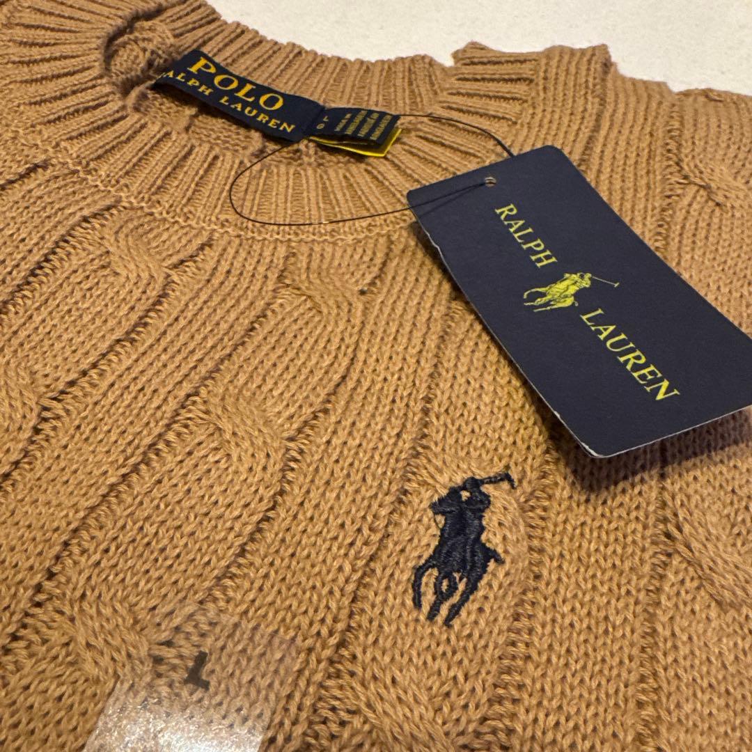 新品未使用　ラルフローレン　ケーブルニットセーター L キャメル ポロラルフローレン ケーブルニット キャメル - メルカリ