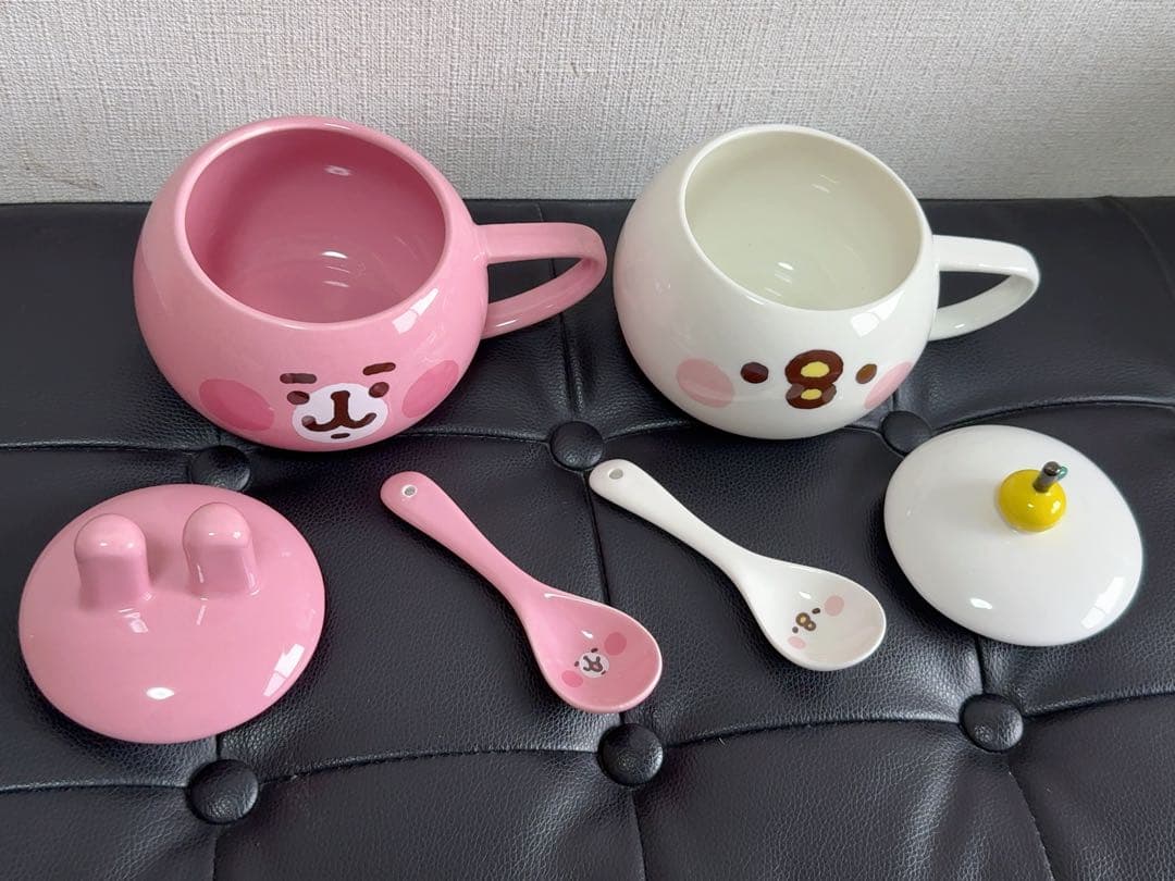 カナヘイの小動物 海外限定 ピスケとうさぎデザインスープカップスプーンセット