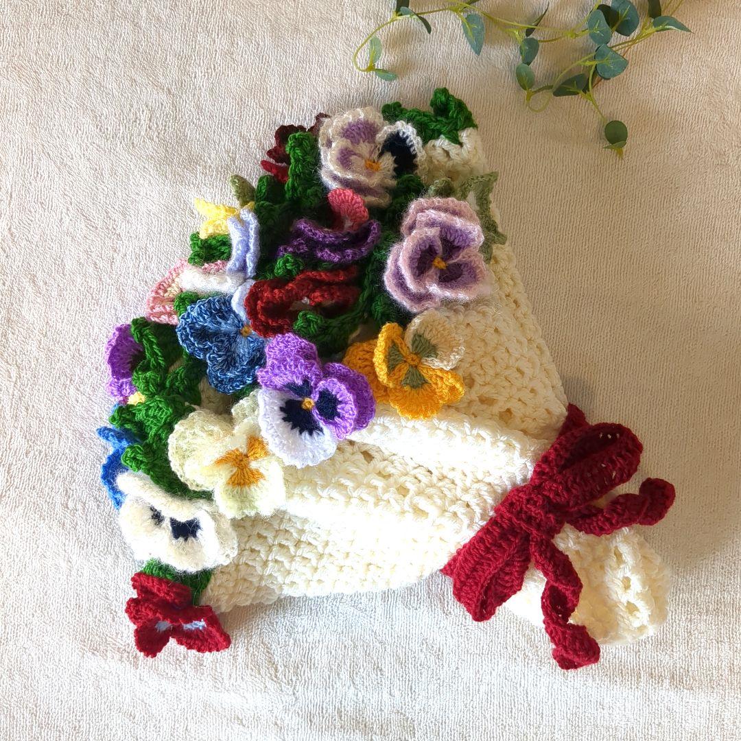 ブーケブランケット 花束ブランケット パンジー リボン - メルカリ