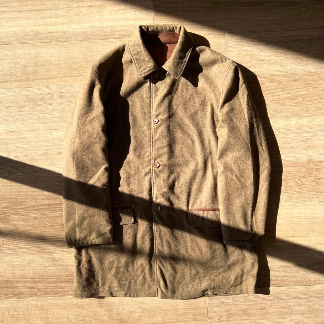 イタリア製 ヴィンテージ リバーシブル レザーコート キャメル