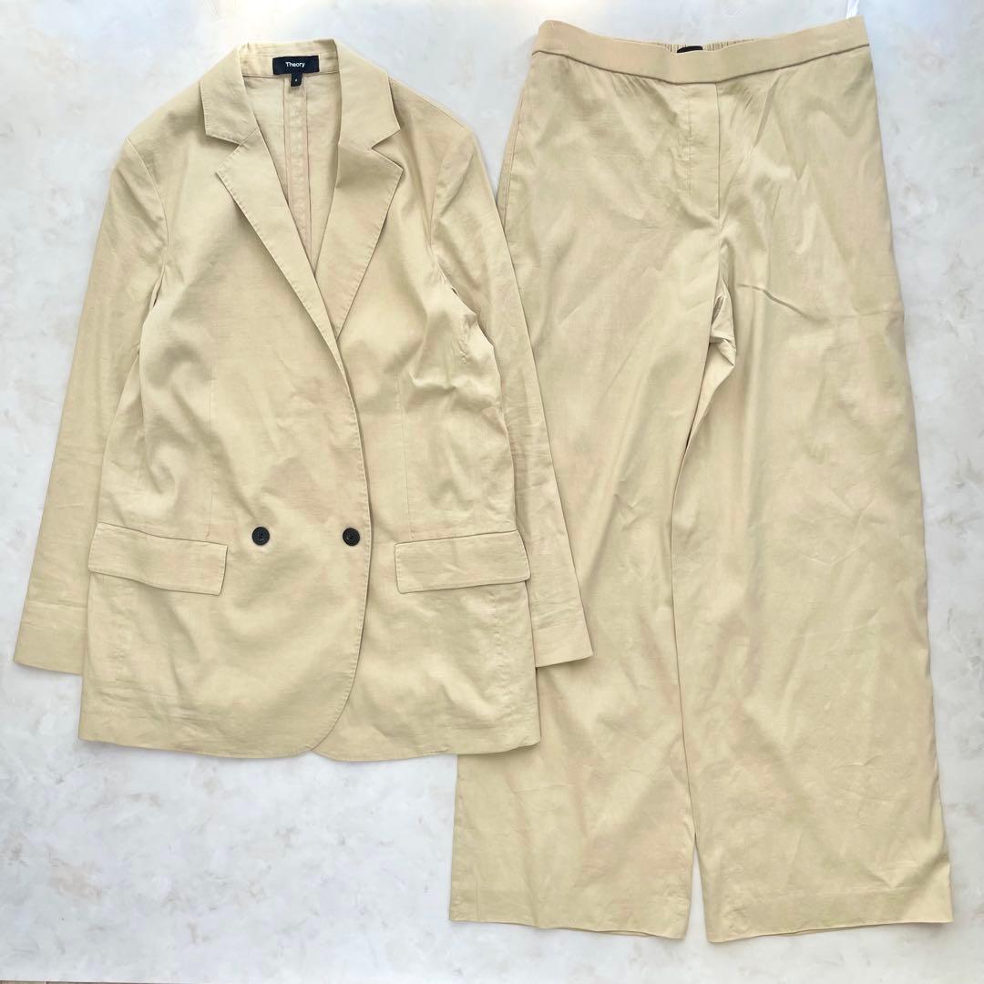 theory パンツスーツ セットアップ リネン混 S ダブル - メルカリ