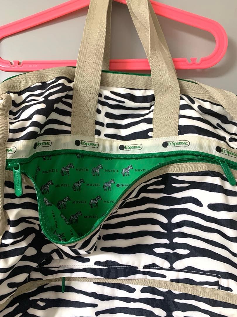 レスポートサック×ミュベールコラボ ゼブラ ボストンバッグ大・状態良